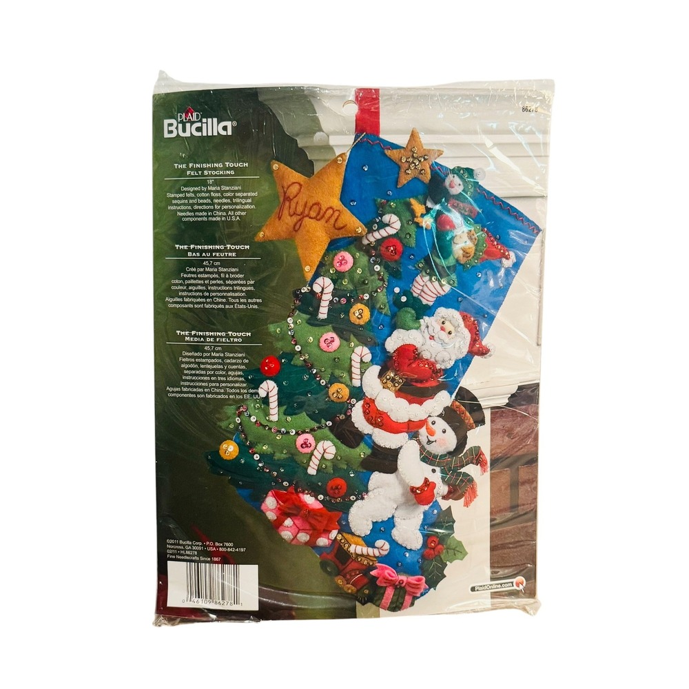 Bucilla The Finishing Touch 18 inch Felt Stocking Kit 86278 Santa Snowman Tree